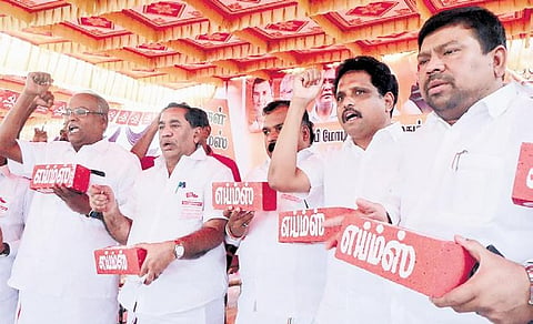 CPM and allies staging a protest against the Centre in Madurai on Tuesday| kk sundar