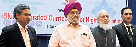 National Council for Vocational Education and Training Chairperson Dr Nirmaljeet Singh Kalsi with NAAC & NBA Chairman Dr Anil D Sahasrabudhe, NAAC Director Dr Ganesan Kannabiran and others.