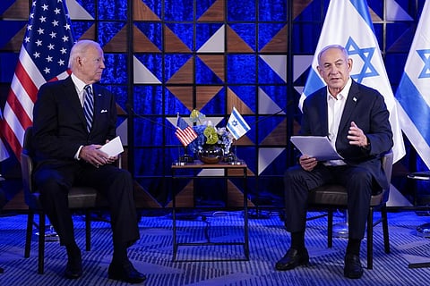 Us President with Israeli Prime Minister Benjamin Netanyahu. (Photo | AP)