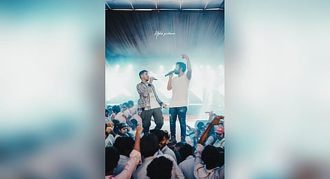 Adarsh (right) with rapper Fejo