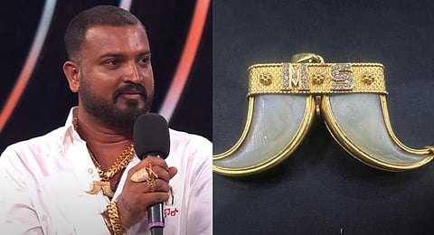 Kannada Bigg Boss contestant Santosh Kumar (Varthur Santosh); tiger claw pendant. (Photo | YouTube screengrab)