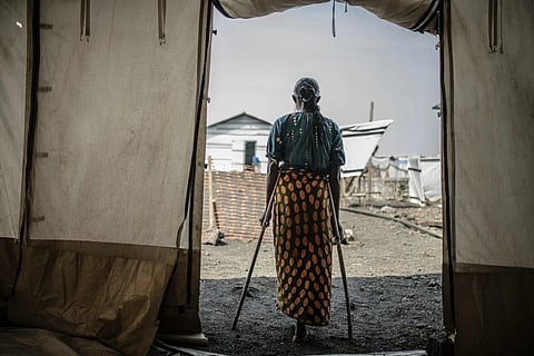 The 42-year-old mother of four who was raped in the Bulengo displacement camp where she had fled war in eastern Congo is seen in this image, Aug 23, 2023. (Photo | AP)