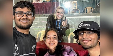 Alex Hartley with fans in Chennai during the World Cup (Photo | Instagram)