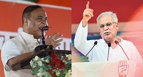 Assam Chief Minister Himanta Biswa Sarma and Chhattisgarh CM Bhupesh Baghel. (File photo)