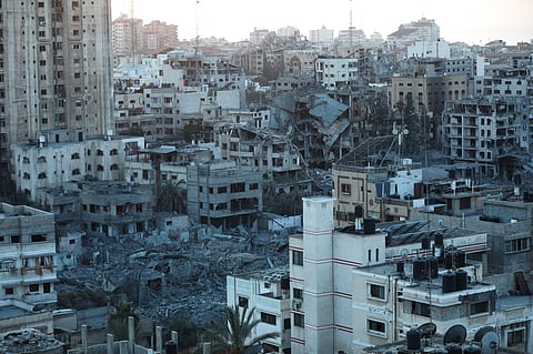 A view showing part of the destruction caused by the ongoing Israeli airstrikes on Gaza City, Thursday, Oct. 26, 2023. (Photo | AP)
