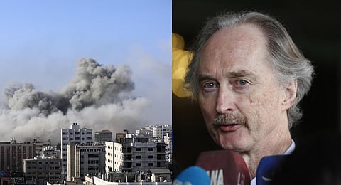 UN special envoy for Syria, Geir Pedersen (R), says that the Israel-Hamas war is spilling into Syria, with its citizens facing a terrifying prospect of a potential wider escalation. (Photo | AP)