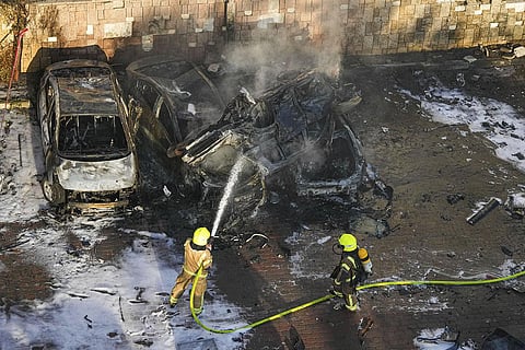 Israel struck 426 targets in Gaza, its military said, flattening residential buildings in giant explosions. (Photo | AP)