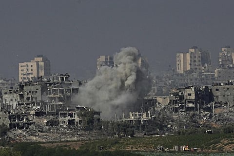 Smoke rises following an Israeli airstrike in the Gaza Strip, as seen from southern Israel, Tuesday, Oct. 31, 2023. (Photo | AP)
