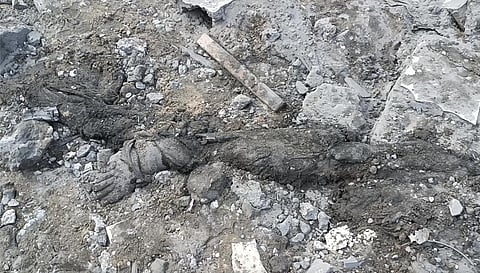 In this frame grab from video, a body lies amid the rubble following Israeli airstrikes at the Jabaliya refugee camp on Gaza City’s outskirts. (Photo | AP)
