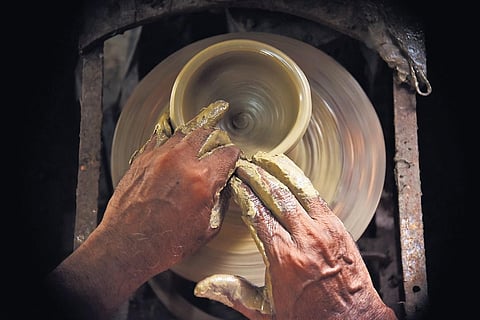 Lamp Making with clay. (Photo | P Ravikumar)