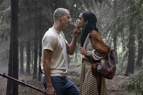 This image released by Lionsgate shows Tom Blyth, left, and Rachel Zegler in a scene from 'The Hunger Games: The Ballad of Songbirds and Snakes.' (AP)