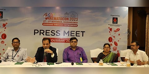 Prof Rabindra Kumar Jena briefing mediapersons | Express
