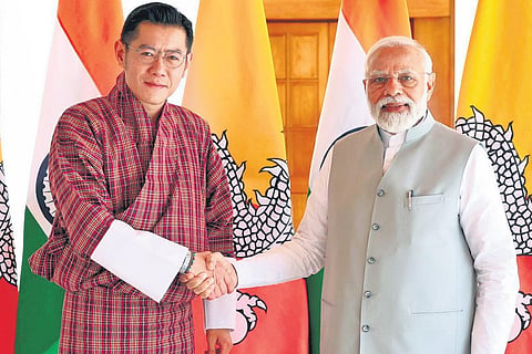 FILE: PM Modi with King Jigme Khesar Namgyel Wangchuck in New Delhi | PTI