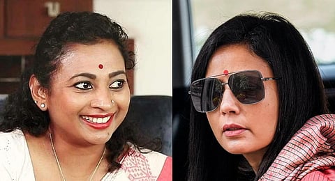 A collage of Karnataka MLA Nayana Motamma and Trinamool Congress (TMC) MP Mahua Moitra.