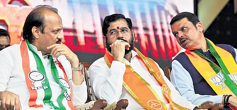 Ajit Pawar, Eknath Shinde & Devendra Fadnavis.