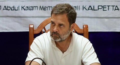 Congress leader Rahul Gandhi attends a DISHA & NH Development review meeting in Kalpetta, on Nov. 30, 2023. (Photo | X @INCIndia)