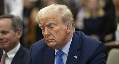 Former US President Donald Trump waits to take the witness stand at New York Supreme Court, Monday, Nov. 6, 2023.(Photo | AP)
