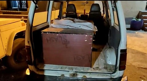 Representational Image: Smugglers were caught transporting liquor bottles in a coffin stored in an ambulance. (Photo | Twitter)