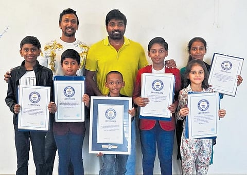 The six children who made it to the Guinness Book of World Records, last month.