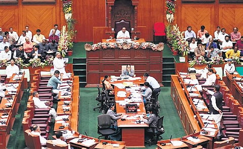 Legislators debate on the last day of the winter legislature session in the Assembly at Suvarna Vidhana Soudha in Belagavi on Friday | Express