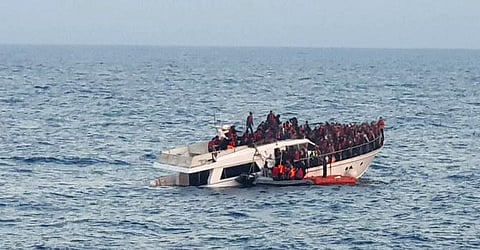 The Lebanese army and the country's civil defense recused more than a few dozen migrants whose boat was sinking off the coast of north Lebanon, the military said in a statement. (Photo | AFP)