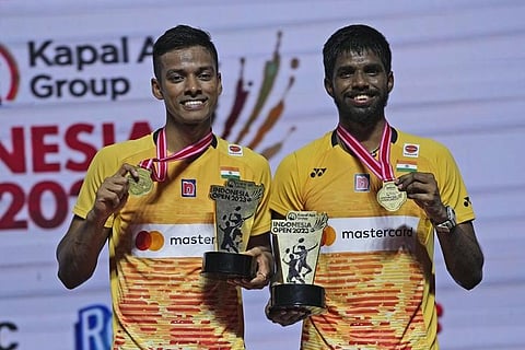 'Feeling Happy...': Satwiksairaj Rankireddy and Chirag Shetty.
