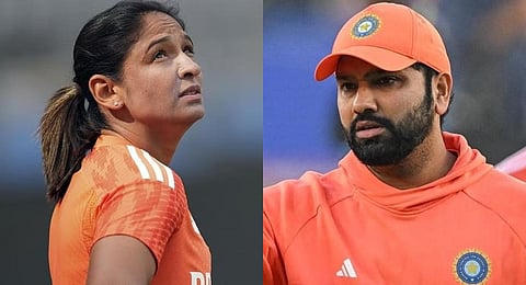Harmapreet Kaur and Rohit Sharma.