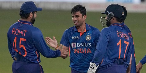 India's Ravi Bishnoi celebrates with teammates (File Photo | AP)