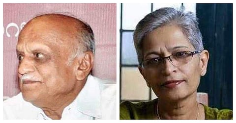 Scholar-rationalist M M Kalburgi (L) and journalist-activist Gauri Lankesh (File Photos)
