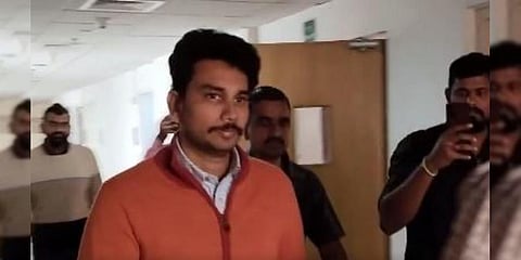 Raghav Magunta, the son of YSR Congress MP Magunta Srinivasulu Reddy, produced before Rouse Avenue Court in New Delhi, Feb.11, 2023. (Photo | ANI)