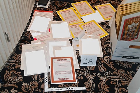 This image contained in a court filing shows documents seized during the Aug. 8, 2022, FBI search of former President Donald Trump's Mar-a-Lago estate. (File Photo | AP)