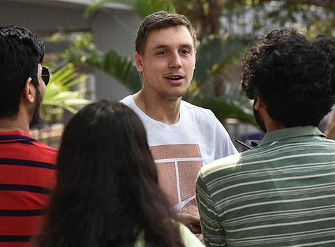 Hamad Medjedovic during an interaction with journalists after the win. (Photo | P Jawahar)