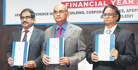 APERC Chairman CV Nagarjuna Reddy (center) and members P Raja Gopal Reddy and Thakur Ram Singh | Express