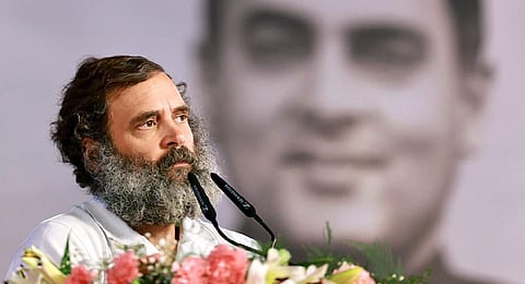 Congress leader Rahul Gandhi addresses the Congress' 85th Plenary session on its 3rd day, in Nava Raipur. (Photo | PTI)