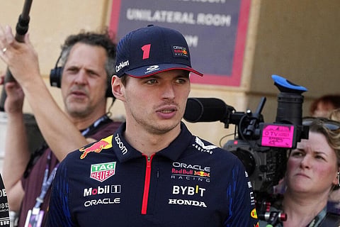 Red Bull driver Max Verstappen of the Netherlands arrives at the paddock during a Formula One pre-season test at the Bahrain International Circuit in Sakhir, Feb. 25, 2023. (Photo | AP)
