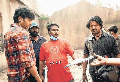 A still from the shoot of the film