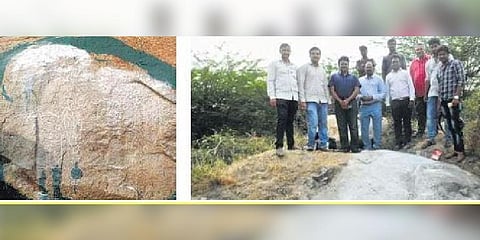 A study team of Yogi Vemana University at the rock inscriptions in Thimmareddypalle of Kadapa district I express