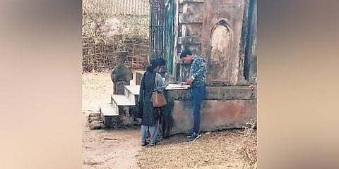  Officials inspecting land documents of Nrusinghanath temple | Express 