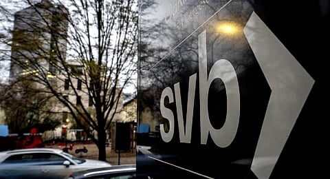 A sign of a branch of the Silicon Valley Bank. (Photo | AP)