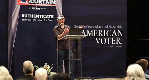 Mark Cook talks about what is an Election Ecosystem during an Election Conspiracy Forum. (Photo | AP)
