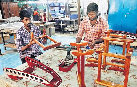 Villagers crafting musical instrument