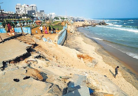 Andhra's fishermen are the most vulnerable to coastal erosion and rising sea levels which has been a big issue in the last few years. (Photo | EPS)