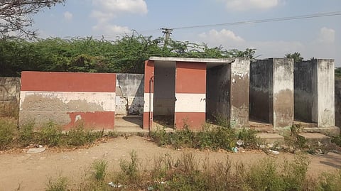 The damaged toilet
