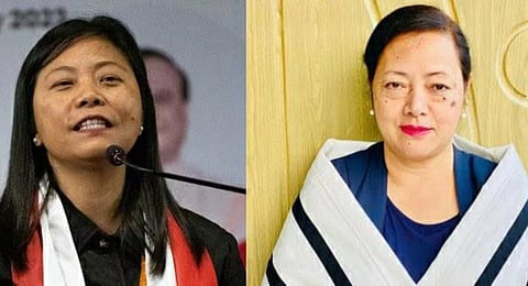 MLAs Hekani Jakhalu & Salhoutuonuo Kruse. (Photo | Twitter, @AlongImna)