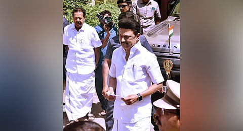 Chief Minister M K Stalin at DMK headquarters Anna Arivalayam in Chennai on Thursday | P Jawahar