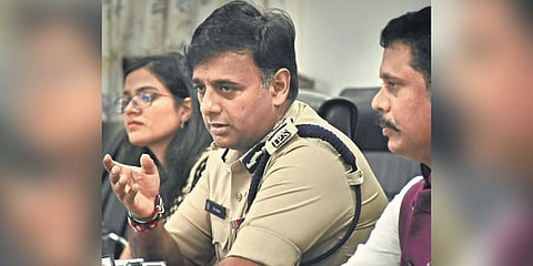 City police commissioner Kanti Rana Tata addressing the media during a press conference on narcotics in Vijayawada on Friday | Prasant Madugula