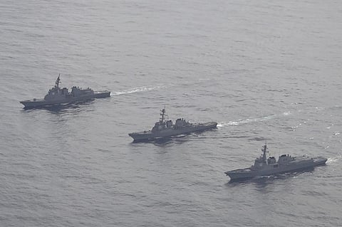 The United States, South Korea and Japan will conduct a joint missile defense exercise in waters near the Korean Peninsula on April 17, 2023 to counter the growing North Korea’s threats | AP