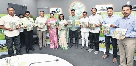 Municipal Administration and Urban Development Minister KT Rama Rao releases the Biodiversity Index in Hyderabad on Tuesday