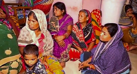 Family members of Odisha jawan Debashis Biswal among 5 Killed in terror attack in Poonch, who left behind wife and seven months old daughter in Puri.(Photo | PTI)