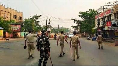 Security personnel during a curfew imposed after the incident of fresh violence on the occasion of Hanuman Jayanti, in Sambalpur on April 15, 2023. (File Photo | PTI)